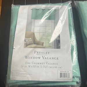 Window Valance, never opened aqua blue